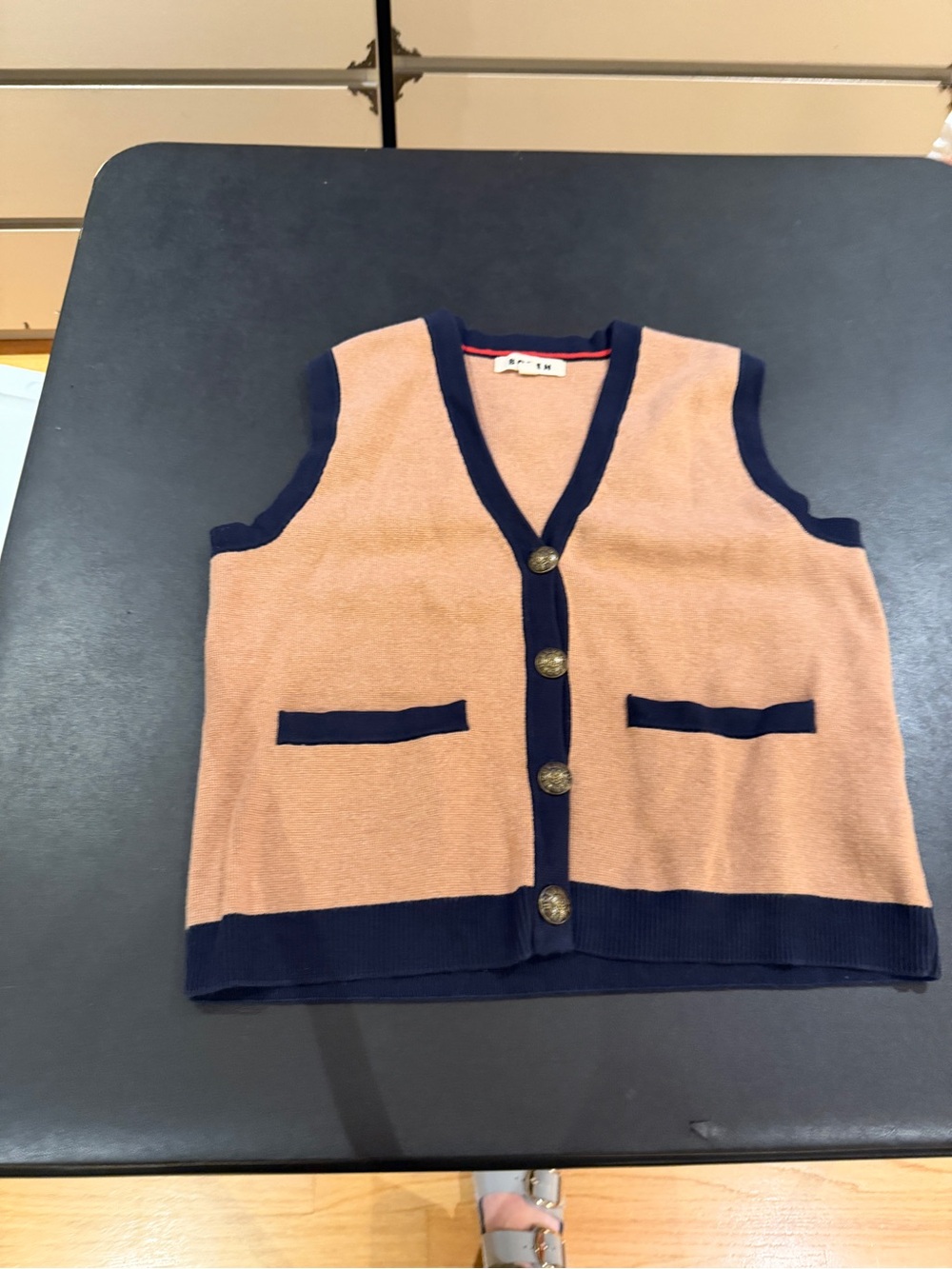 Boden Tan and Navy Knit Vest